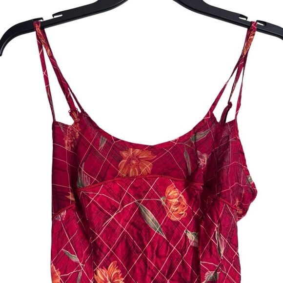 Victoria’s Secret Vintage 90’s Red Floral Print 100% Silk Chemise Slip Dress - Picture 3 of 7